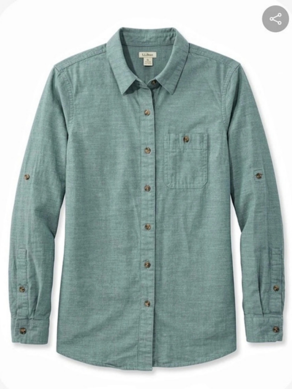 L.L.Bean Unisex Stretch Cotton Roll-Tab Button Down Shirt - Size XS